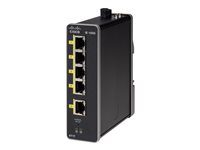 Cisco Industrial Ethernet 1000 Series - Switch - Styrt - 1 x 10/100 (opplink) + 4 x 10/100 (nedlink) - DIN-skinnemonterbar - DC-strøm IE-1000-4T1T-LM