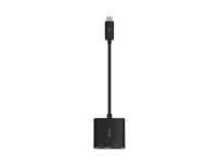 Belkin USB-C to HDMI + Charge Adapter - Video adapter - 24 pin USB-C hann til HDMI, USB-C (kun strøm) hunn - svart - 4K-støtte, USB Power Delivery (60W) AVC002BTBK