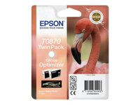 Epson T0870 - 2-pack - 11.4 ml - glanset - original - blære med RF/lyd-alarm - blekkoptimeringspatron - for Stylus Photo R1900 C13T08704020