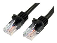 StarTech.com 2m Black Cat5e / Cat 5 Snagless Patch Cable - Koblingskabel - RJ-45 (hann) til RJ-45 (hann) - 2 m - UTP - CAT 5e - formstøpt, uten hindringer - svart 45PAT2MBK
