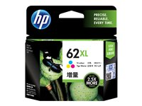 HP 62XL - Høy ytelse - farge (cyan, magenta, gul) - original - blister - blekkpatron - for ENVY 55XX, 56XX, 76XX; Officejet 200, 250, 57XX, 8040 C2P07AE#301