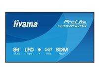 iiyama ProLite LH8675UHS-B2AG - 86" Diagonalklasse (85.6" synlig) LED-bakgrunnsbelyst LCD-skjerm - intelligent skilting - med innebygd mediespiller, SDM Slot PC - 4K UHD (2160p) 3840 x 2160 - svart (kantstykke), matt finish LH8675UHS-B2AG