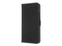 Insmat Exclusive Flip Case - Lommebok for mobiltelefon - ekte skinn, papir, kartong, polykarbonat, aluminiumsfolie - svart - for OnePlus Nord 650-2885
