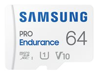 Samsung PRO Endurance MB-MJ64KA - Flashminnekort (microSDXC til SD-adapter inkludert) - 64 GB - Video Class V10 / UHS-I U1 / Class10 - microSDXC UHS-I - hvit MB-MJ64KA/EU
