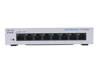Cisco Business 110 Series 110-8PP-D - Switch - ikke-styrt - 4 x 10/100/1000 (PoE) + 4 x 10/100/1000 - rackmonterbar, stasjonær, veggmonterbar - PoE (32 W) - DC-strøm CBS110-8PP-D-EU