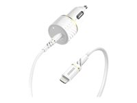 OtterBox - Bilstrømadapter - 18 watt - 3 A - PD 3.0 (24 pin USB-C) - på kabel: Lightning - skystøvhvit 78-52697