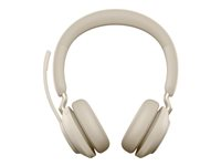 Jabra Evolve2 65 UC Stereo - Hodesett - on-ear - Bluetooth - trådløs - USB-A - lydisolerende - beige 26599-989-998