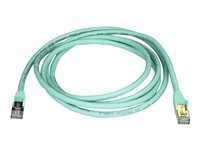 StarTech.com 2m CAT6A Ethernet Cable, 10 Gigabit Shielded Snagless RJ45 100W PoE Patch Cord, CAT 6A 10GbE STP Network Cable w/Strain Relief, Aqua, Fluke Tested/UL Certified Wiring/TIA - Category 6A - 26AWG (6ASPAT2MAQ) - Koblingskabel - RJ-45 (hann) til RJ-45 (hann) - 2 m - STP - CAT 6a - formstøpt, uten hindringer - akvamarin 6ASPAT2MAQ