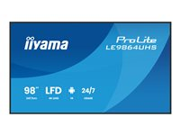 iiyama ProLite LE9864UHS-B1AG - 98" Diagonalklasse (97.5" synlig) LED-bakgrunnsbelyst LCD-skjerm - intelligent skilting - med innebygd SoC-mediespiller - 4K UHD (2160p) 3840 x 2160 - svart ramme med matt finish LE9864UHS-B1AG