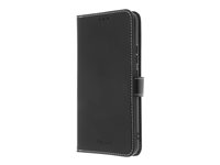 Insmat Exclusive Flip Case - Lommebok for mobiltelefon - ekte skinn, termoplast-polyuretan (TPU), kartong+papir+aluminiumsfolie - svart - for Samsung Galaxy A34 5G 650-3144