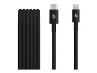 Beats - Lightning-kabel - 24 pin USB-C hann til Lightning hann - 1.5 m - svart bolt - flettet kabel, forsterket design, Rask lading MDGK4ZM/A