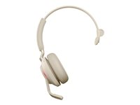 Jabra Evolve2 65 UC Mono - Hodesett - on-ear - konvertibel - Bluetooth - trådløs - USB-A - lydisolerende - beige - med ladestativ 26599-889-988