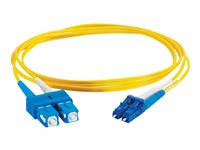 C2G LC-SC 9/125 OS1 Duplex Singlemode PVC Fiber Optic Cable (LSZH) - Koblingskabel - SC-enkeltmodus (hann) til LC-enkeltmodus (hann) - 3 m - fiberoptisk - dupleks - 9 / 125 micron - OS1 - halogenfri - gul 85588