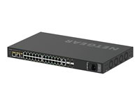 NETGEAR AV Line M4250-26G4F-PoE+ - Switch - L3 - Styrt - 24 x 10/100/1000 (PoE+) + 2 x 10/100/1000 + 4 x 1000Base-X SFP - side til side-luftflyt - rackmonterbar - PoE+ (300 W) GSM4230P-100EUS