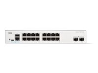 Cisco Catalyst 1200-16T-2G - Switch - L3 - smart - 16 x 10/100/1000 + 2 x Gigabit Ethernet SFP - rackmonterbar - gjenfabrikert C1200-16T-2G-RF
