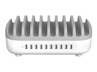 Compulocks 10 Ports USB Charging Dock Station With UK Plug - Ladestasjon - 120 watt - 2.4 A - 10 utgangskontakter (USB) - Storbritannia 10PUSBDKS-UK