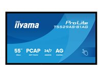 iiyama ProLite T5529AS-B1AG - 55" Diagonalklasse (54.6" synlig) LED-bakgrunnsbelyst LCD-skjerm - intelligent skilting - med pekeskjerm (multiberørings) - 4K UHD (2160p) 3840 x 2160 - Direct LED - svart (kantstykke), matt finish T5529AS-B1AG