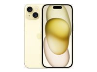 Apple iPhone 15 - 5G smartphone - dobbelt-SIM / Internminne 128 GB - OLED-display - 6.1" - 2556 x 1179 piksler - 2x bakkameraer 48 MP, 12 MP - front camera 12 MP - gul MTP23QN/A