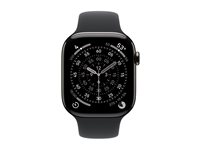 Apple Watch Series 11 (GPS + Cellular) - 46 mm - skifer titan - smartklokke med sportsbånd - fluorelastomer - svart - båndbredde: M/L - 64 GB - LTE, Wi-Fi 4, UWB, Bluetooth - 5G - 43.1 g MFD24QN/A