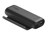 Belkin BoostCharge - Play Series - strømbank - 5000 mAh - 12 watt - 2 utgangskontakter (USB, 24 pin USB-C) - på kabel: USB-C - svart BPZ001BTBK