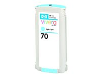HP 70 - 130 ml - lys cyan - original - DesignJet - blekkpatron - for DesignJet HD Pro MFP, T120, Z2100, Z3100, Z3100ps, Z3200, Z3200ps, Z5200, Z5400 C9390A