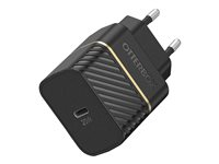 OtterBox - Strømadapter - propack - 20 watt - 3 A - Apple Fast Charge, Fast Charge, PD 3.0 (24 pin USB-C) - svart 78-80868