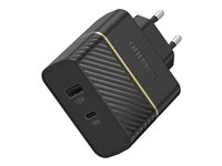 OtterBox Premium - Strømadapter - propack - 30 watt - 3 A - Apple Fast Charge, Fast Charge, PD 3.0 - 2 utgangskontakter (USB, 24 pin USB-C) - svart 78-80867