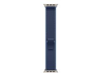 Apple - Sløyfe for smart armbåndsur - 49 mm, naturlig titanfinish - M/L-størrelse - blå/lyseblå - for Watch Hermès Series 9, SE 3, Series 10, Series 11, Series 8, Series 9, Ultra 2, Ultra 3 MFT74ZM/A