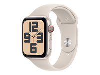 Apple Watch SE (GPS + Cellular) - 2. generasjon - 44 mm - stjernelysaluminium - smartklokke med sportsbånd - fluorelastomer - stjernelys - båndbredde: S/M - 32 GB - LTE, Wi-Fi, Bluetooth - 4G - 33 g MRGU3DH/A