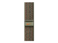 Apple Nike - Sløyfe for smart armbåndsur - 45 mm - 145 - 220 mm - sequoia/orange MTL63ZM/A