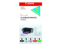 Canon CLI Value Pack 8 Multipack - 13 ml - svart, cyan, magenta, rød, grønn - original - blekkbeholder - for PIXMA Pro9000, Pro9000 Mark II 0620B027