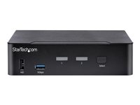 StarTech.com USB C KVM Switch, 2 Port DisplayPort KVM w/ 4K 60Hz UHD HDR Video, 3.5mm Audio, USB Type C KVM Switch, 4x USB HID and 2x USB A 3.2 Gen 1 5Gbps Hub, Thunderbolt 3/4 Compatible - Hot Key Switching (SV231DPUCA) - KVM / lyd / USB-svitsj - 2 x KVM/lyd/USB - stasjonær - TAA-samsvar SV231DPUCA