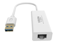Vision TC-USBETH - Nettverksadapter - USB 3.0 - Gigabit Ethernet x 1 - hvit TC-USBETH