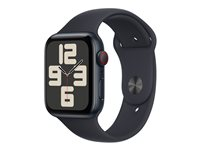 Apple Watch SE (GPS + Cellular) - 2. generasjon - 44 mm - midnattsaluminium - smartklokke med sportsbånd - fluorelastomer - midnatt - båndbredde: S/M - 32 GB - LTE, Wi-Fi, Bluetooth - 4G - 33 g MRH53DH/A