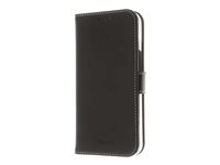 Insmat Exclusive Flip Case - Lommebok for mobiltelefon - lær, polykarbonat, bomullssting, kartong+papir - svart - for Apple iPhone 14 Pro 650-3112