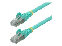 StarTech.com 1m CAT6a Ethernet Cable - Aqua - Low Smoke Zero Halogen (LSZH) - 10GbE 500MHz 100W PoE++ Snagless RJ-45 w/Strain Reliefs S/FTP Network Patch Cord - Koblingskabel - RJ-45 (hann) til RJ-45 (hann) - 1 m - S/FTP - CAT 6a - IEEE 802.3bt - uten hindringer, flertrådet, formstøpt, halogenfri - akvamarin NLAQ-1M-CAT6A-PATCH