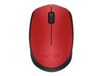 Logitech M171 - Mus - trådløs - 2.4 GHz - USB trådløs mottaker - svart, rød 910-004641