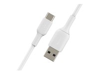 Belkin BOOST CHARGE - USB-kabel - 24 pin USB-C (hann) til USB (hann) - USB 2.0 - 1 m - hvit (en pakke 2) CAB001BT1MWH2PK