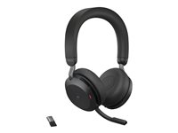 Jabra Evolve2 75 - Hodesett - on-ear - Bluetooth - trådløs - aktiv støydemping - USB-A - lydisolerende - svart - Certified for Microsoft Teams 27599-999-999