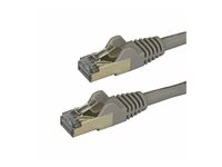 StarTech.com 7.5m CAT6A Ethernet Cable, 10 Gigabit Shielded Snagless RJ45 100W PoE Patch Cord, CAT 6A 10GbE STP Network Cable w/Strain Relief, Grey, Fluke Tested/UL Certified Wiring/TIA - Category 6A - 26AWG (6ASPAT750CMGR) - Koblingskabel - RJ-45 (hann) til RJ-45 (hann) - 7.5 m - STP - CAT 6a - formstøpt, uten hindringer - grå 6ASPAT750CMGR