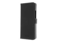 Insmat Exclusive - Lommebok for mobiltelefon - ekte skinn, polykarbonat, kartong+papir+aluminiumsfolie, bomullssting - svart - for Sony XPERIA 10 IV 650-3086
