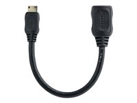 StarTech.com 5in Mini HDMI to HDMI Adapter, 4K High Speed HDMI Adapter, 4K 30Hz Ultra HD High Speed HDMI Adapter, HDMI 1.4, Gold Plated Connectors, UHD Mini HDMI Adapter 4K, Black - Mini HDMI to HDMI Converter - HDMI-adapter - HDMI hunn til 19 pin mini HDMI Type C hann - 1.3 cm - skjermet - svart - for P/N: HDMM30CM HDACFM5IN
