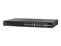 Cisco 550X Series SG550X-24 - Switch - L3 - Styrt - 24 x 10/100/1000 + 2 x 10 Gigabit SFP+ (opplenke) + 2 x kombo 10GBase-T (opplink) - rackmonterbar - oppusset SG550X-24-K9-EU-RF