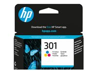 HP 301 - 3 ml - farge (cyan, magenta, gul) - original - blekkpatron - for HP DeskJet 1000, 1010, 1050 AiO, 1050A AiO, 1510 AiO, 2000, 2050 AiO, 2050A AiO, 2510 AiO, 2540 AiO, 3000, 3050 AiO, 3050A eAiO, 3510 eAiO series, HP ENVY 4500 eAiO, 5530 eAiO series, HP OfficeJet 2620 AiO, 4630 eAiO series CH562EE#ABE