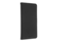 Insmat Exclusive Flip Case - Lommebok for mobiltelefon - ekte skinn, polyuretan, polykarbonat - svart - for Samsung Galaxy Xcover Pro 650-2834