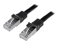StarTech.com 1m CAT6 Ethernet Cable, 10 Gigabit Shielded Snagless RJ45 100W PoE Patch Cord, CAT 6 10GbE SFTP Network Cable w/Strain Relief, Black, Fluke Tested/Wiring is UL Certified/TIA - Category 6 - 26AWG (N6SPAT1MBK) - Koblingskabel - RJ-45 (hann) til RJ-45 (hann) - 1 m - SFTP - CAT 6 - formstøpt, uten hindringer - svart N6SPAT1MBK
