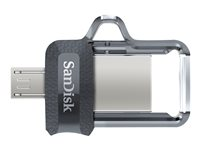SanDisk Ultra Dual M3.0 - USB-flashstasjon - 256 GB - USB 3.0 / micro USB SDDD3-256G-G46