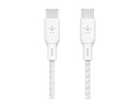 Belkin BoostCharge - USB-kabel - 24 pin USB-C (hann) til 24 pin USB-C (hann) - 3 m - hvit CAB014BT3MWH