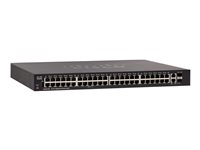 Cisco 250 Series SG250-50P - Switch - L3 - smart - 48 x 10/100/1000 (PoE+) + 2 x kombo for Gigabit Ethernet/Gigabit SFP - rackmonterbar - PoE+ (375 W) - gjenfabrikert SG250-50P-K9-EU-RF