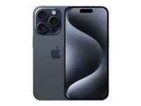 Apple iPhone 15 Pro - 5G smartphone - dobbelt-SIM / Internminne 256 GB - OLED-display - 6.1" - 2556 x 1179 piksler (120 Hz) - 3x bakkamera 48 MP, 12 MP, 12 MP - front camera 12 MP - blå titan MTV63QN/A